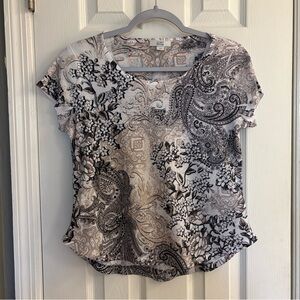 Vintage Y2K Style Croft & Barrow Embellished Short Sleeve Shirt Petite Medium